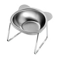 ‌304 Stainless Steel Raised Cat Bowl with 15° Elevated Design Tilted Neck Guard Healthy Feeding Shatterproof for Cats Puppies